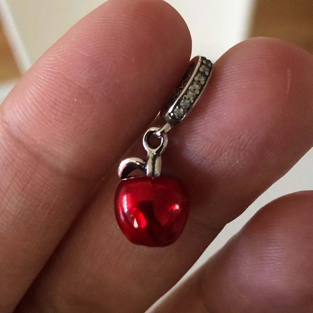 Dangling Apple CZ and Silver Charm